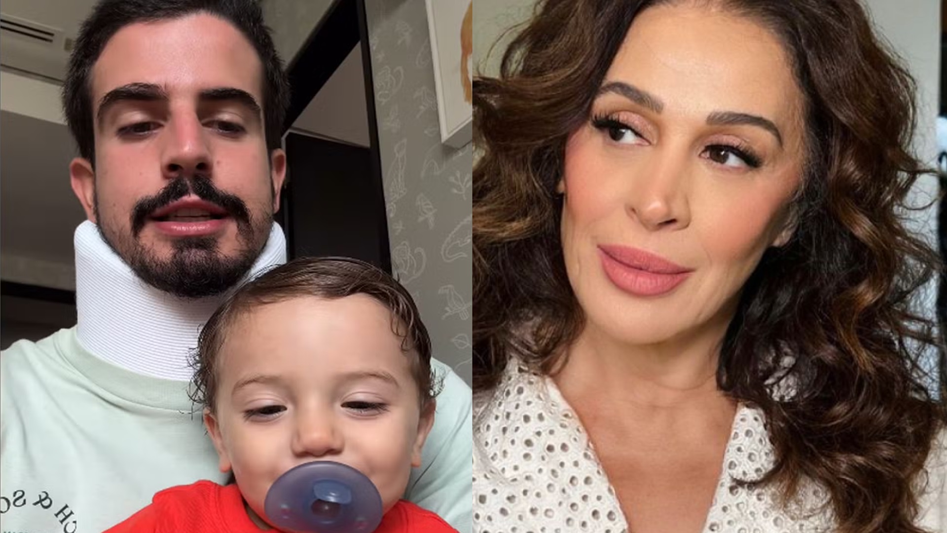 Claudia Raia esclarece por que Enzo Celulari está usando colar cervical