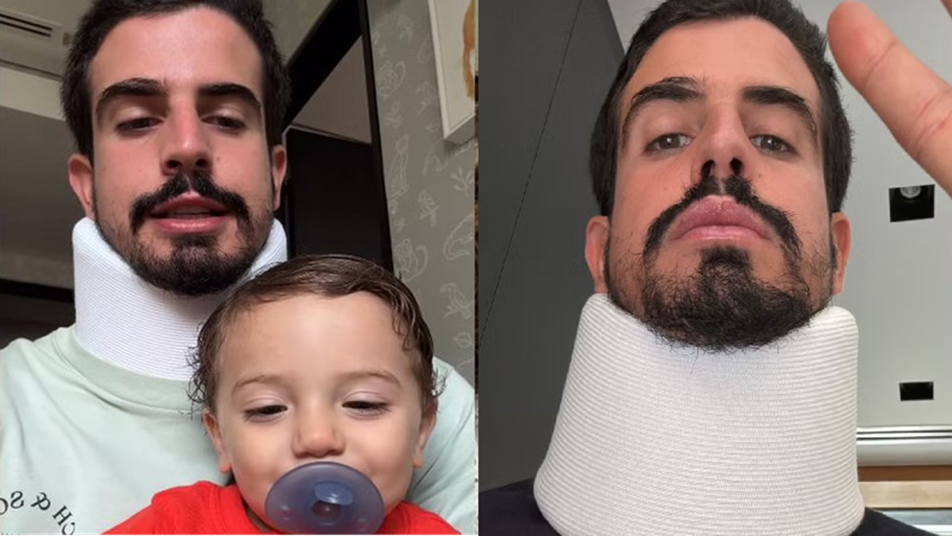 Com colar cervical, Enzo Celulari explica o que aconteceu: ‘Dor é intensa’