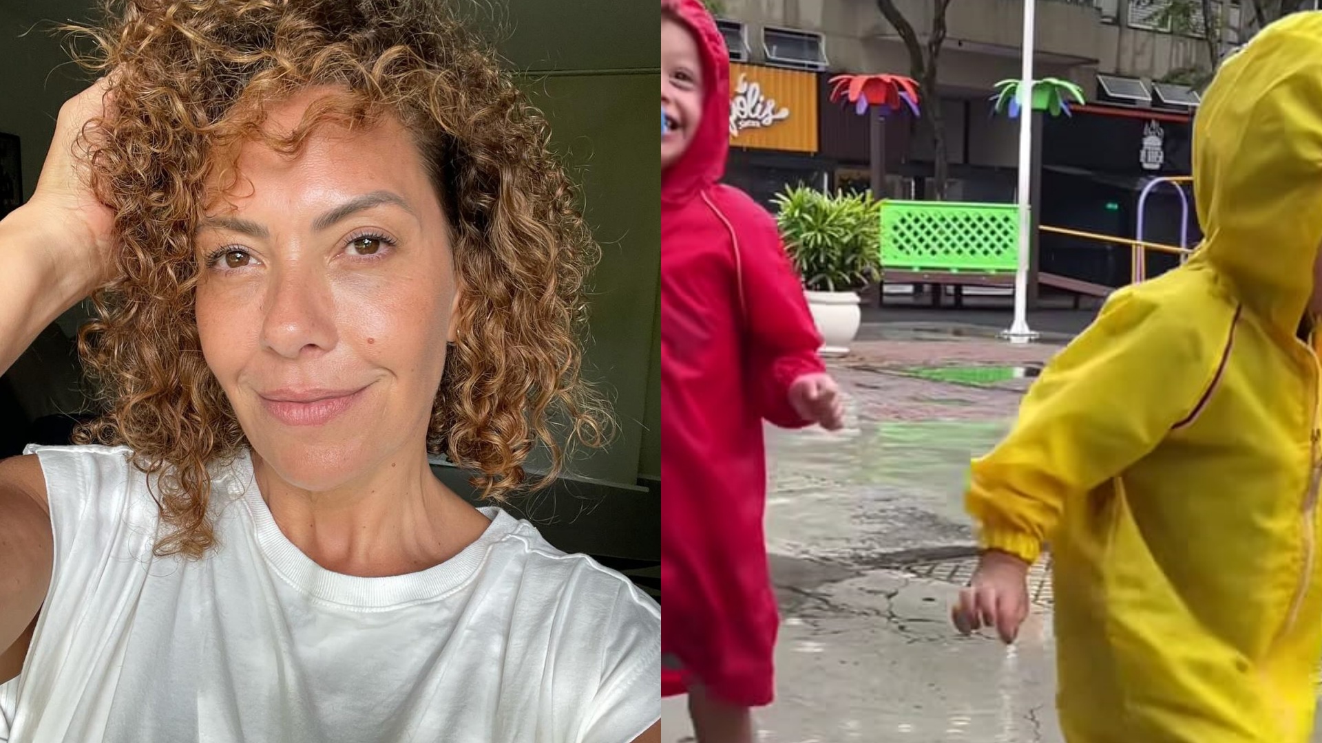 Fabiula Nascimento mostra os filhos brincando na chuva: ‘Que delícia’