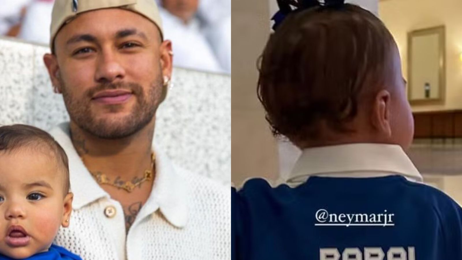 Filha de Neymar Jr encanta com uniforme do ‘papai’ em seu retorno aos gramados