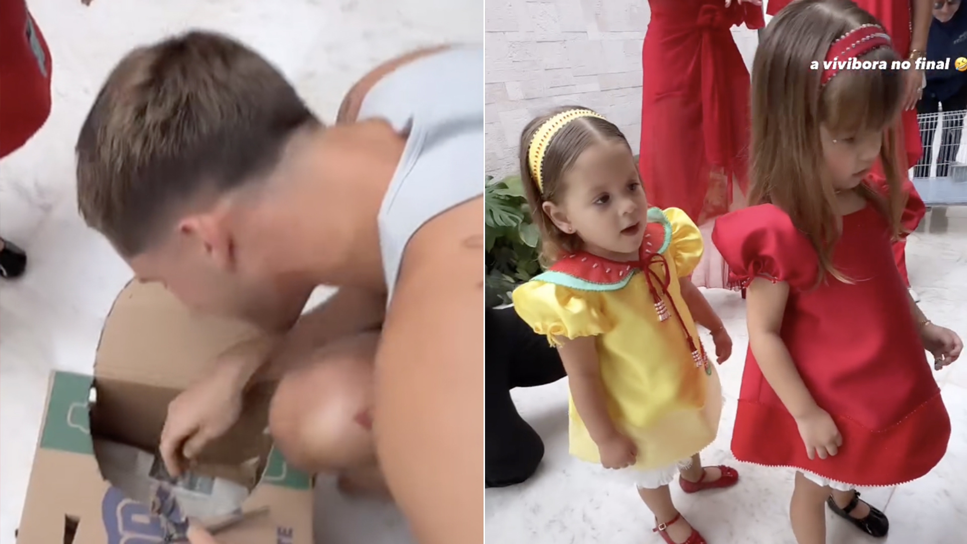 João Guilherme dá presente inusitado para as sobrinhas Maria Alice e Maria Flor