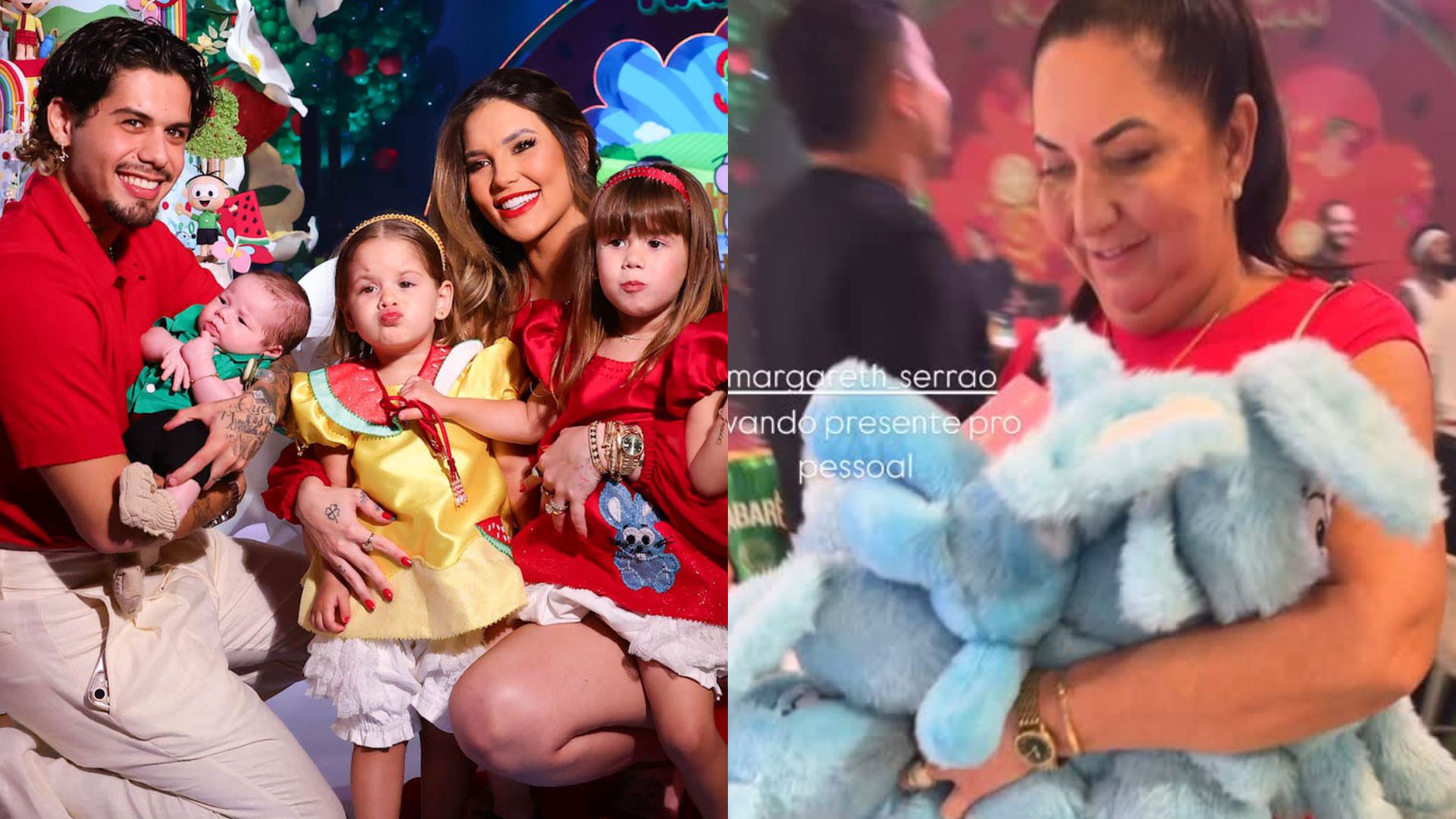 Mãe de Virginia entrega lembrancinhas da festa de Maria Flor para fãs