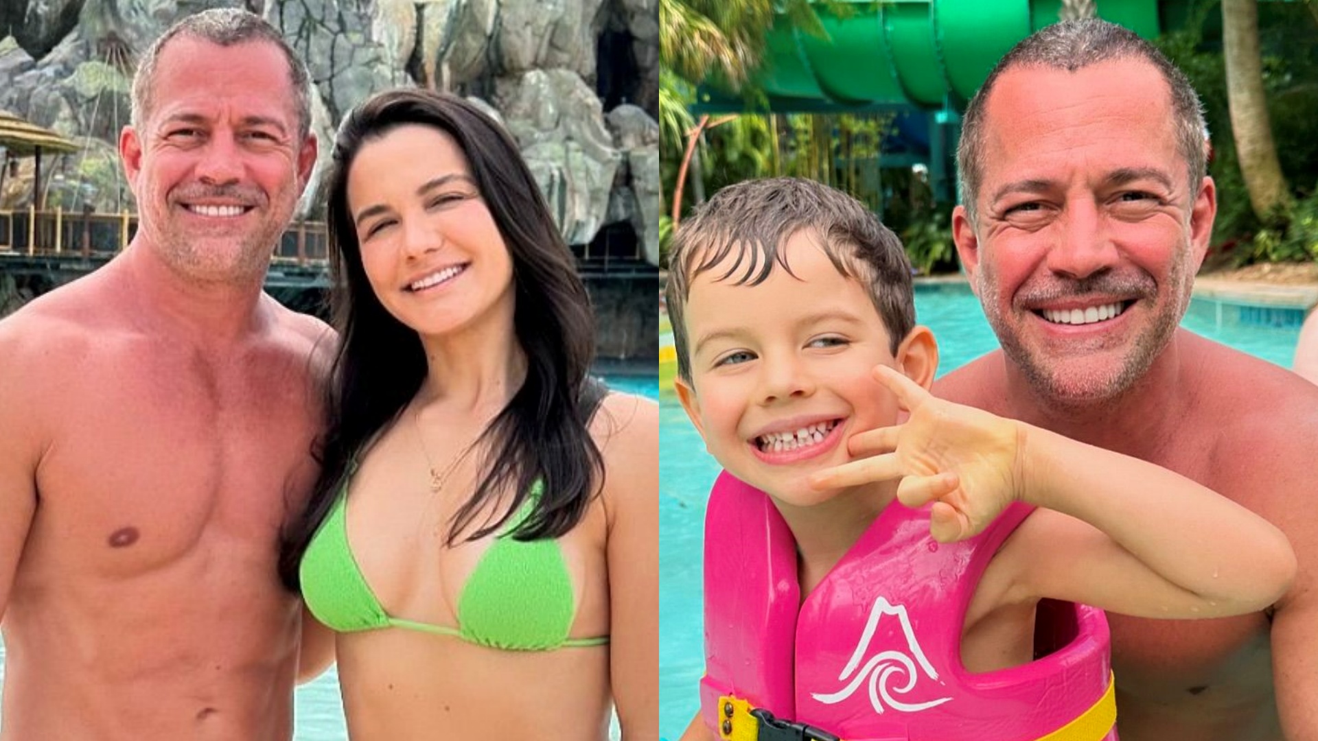 Kyra Gracie e Malvino Salvador curtem viagem com os filhos