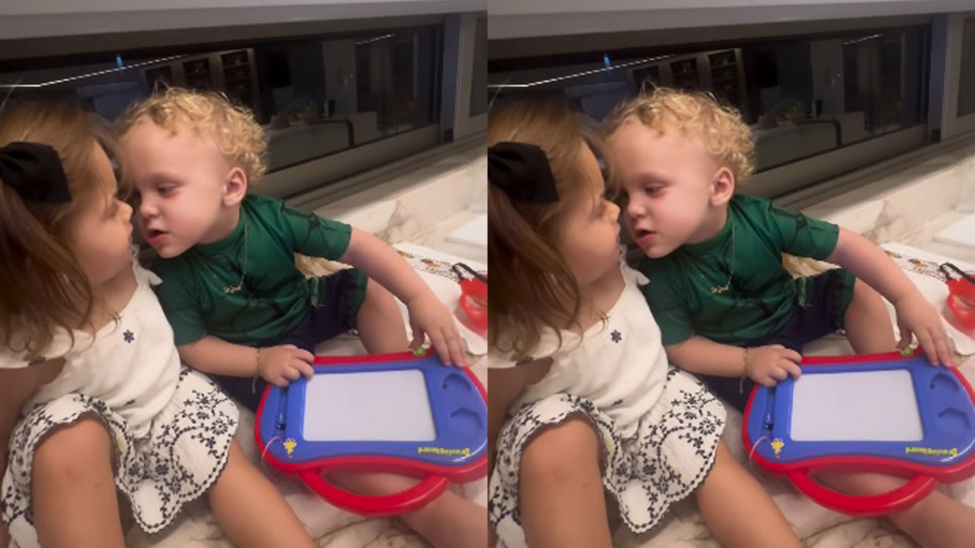 Virginia encanta ao mostrar momento fofo de seu afilhado Miguel e Maria Flor