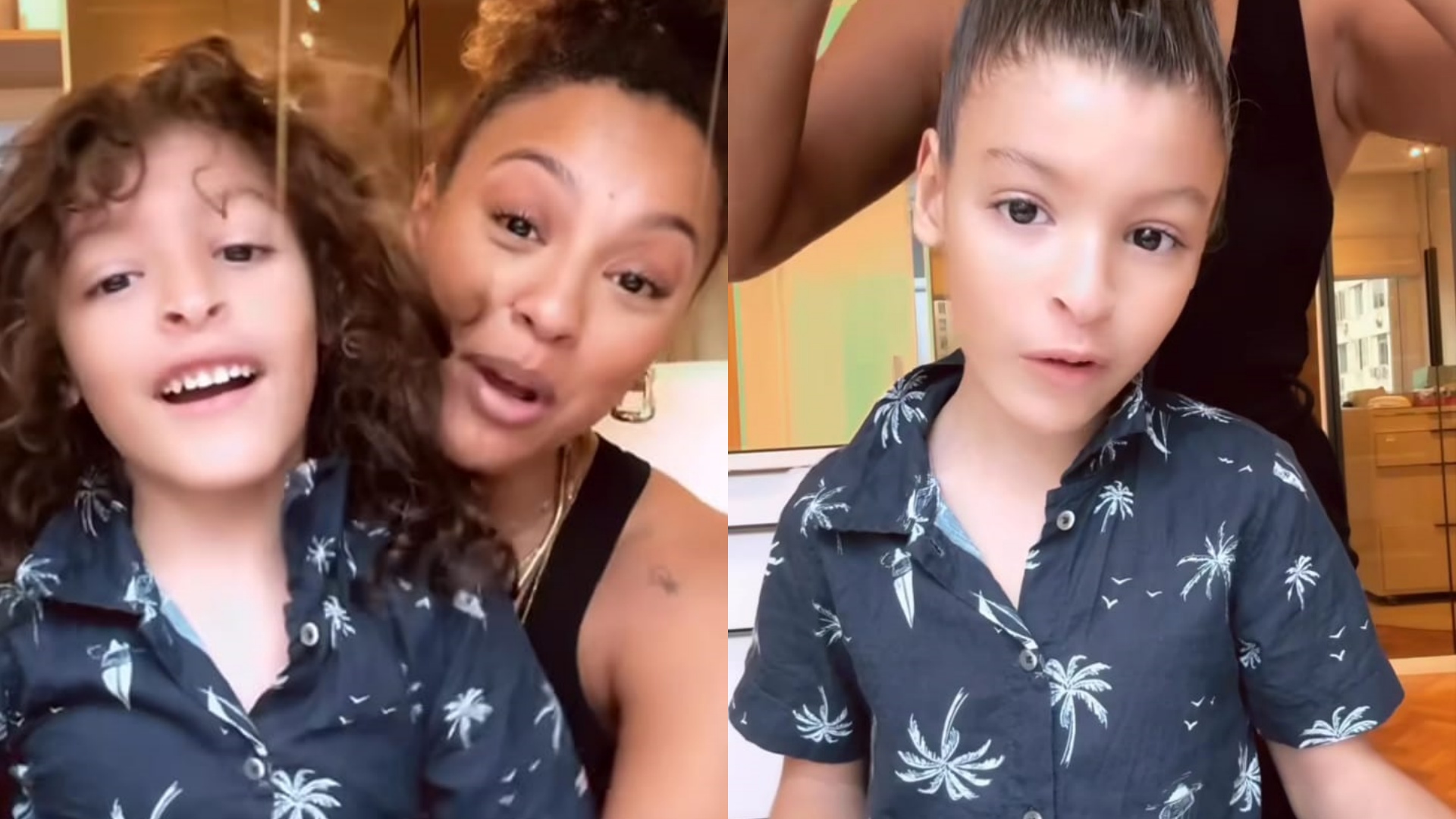 Sheron Menezzes mostra ‘cabelo maluco’ do filho: ‘A mãe ficou enlouquecida’