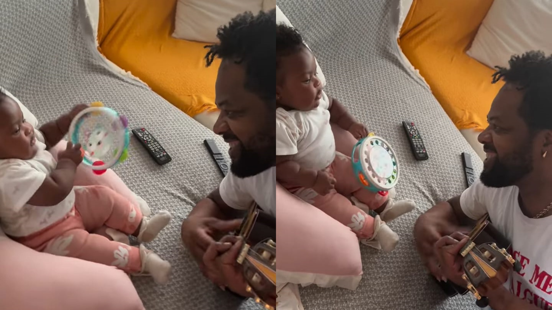 Xande de Pilares surge em momento fofo com a filha: ‘Fazendo um som’