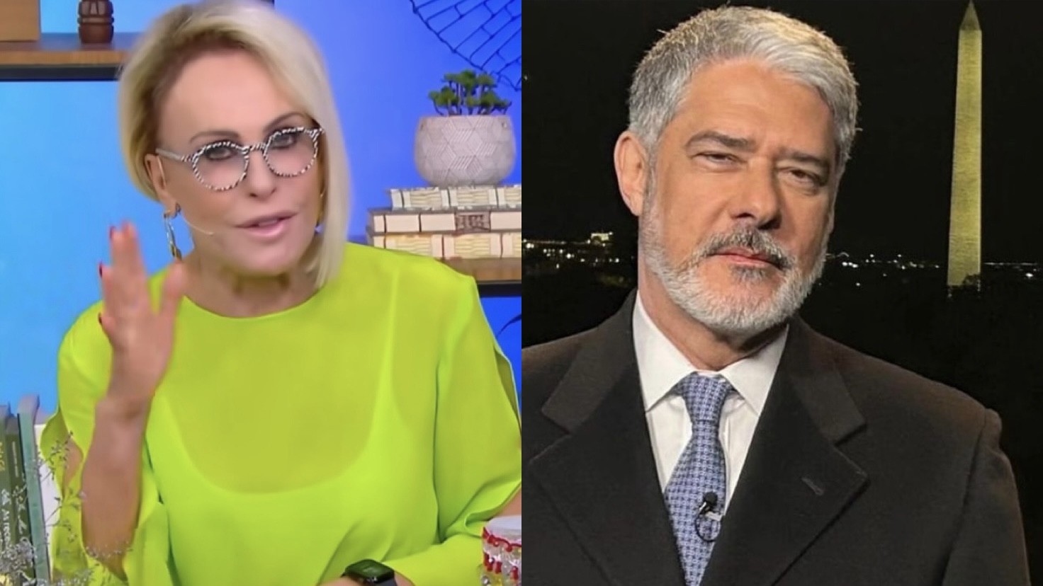 Ana Maria Braga se diverte com sinceridade de William Bonner ao vivo no JN