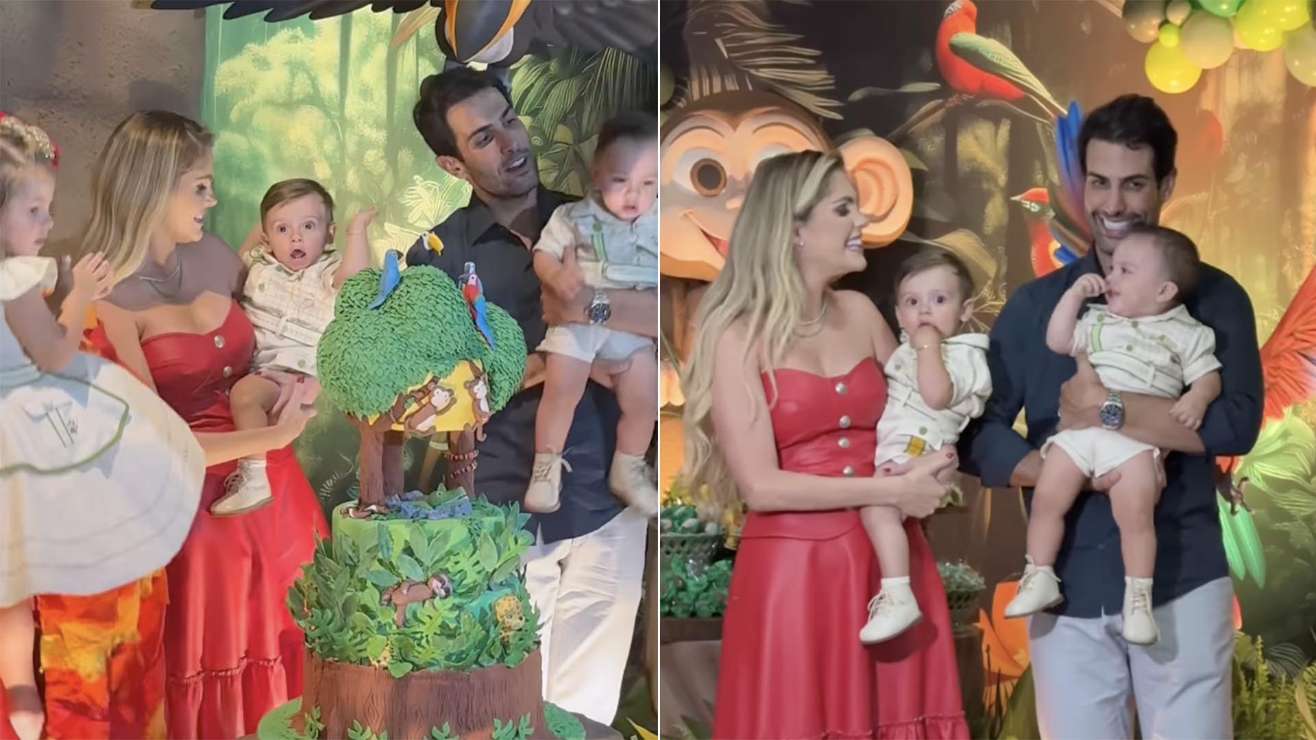Bárbara Evans faz festa luxuosa no 1º aniversário dos filhos gêmeos