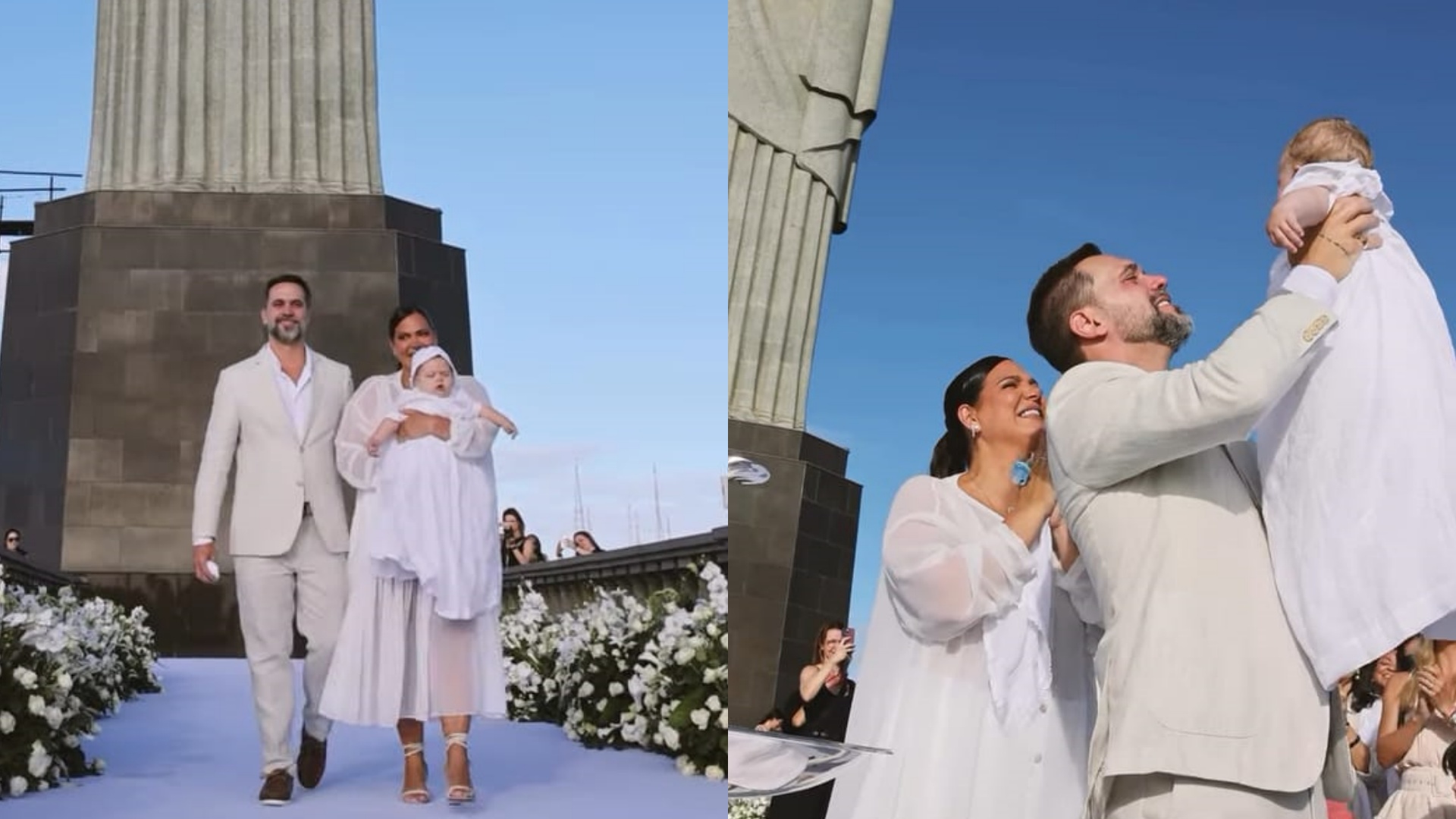 Carol Sampaio batiza o filho aos pés do Cristo Redentor: ‘Abençoado’