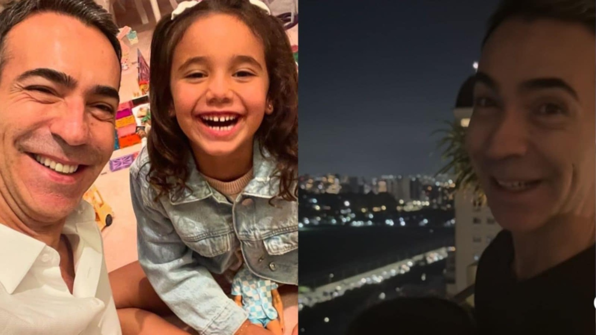 Cesar Tralli emociona ao mostrar como vê a mãe falecida com a filha
