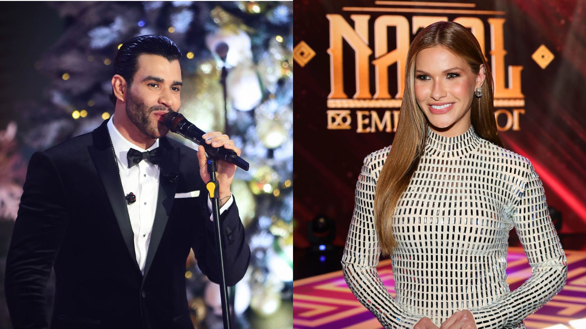 Gusttavo Lima e Andressa Suita surgem deslumbrantes na gravação do especial de Natal