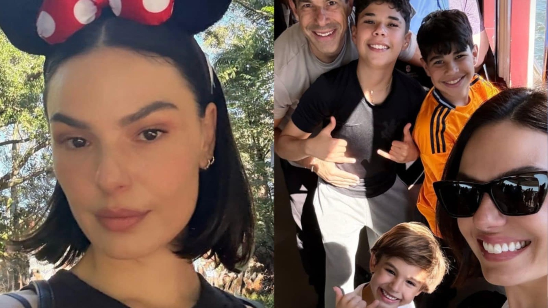 Isis Valverde mostra primeira vez na Disney com o filho e os enteados