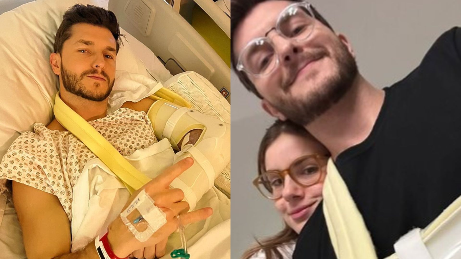 Klebber Toledo surge ao lado de Camila Queiroz após alta hospitalar