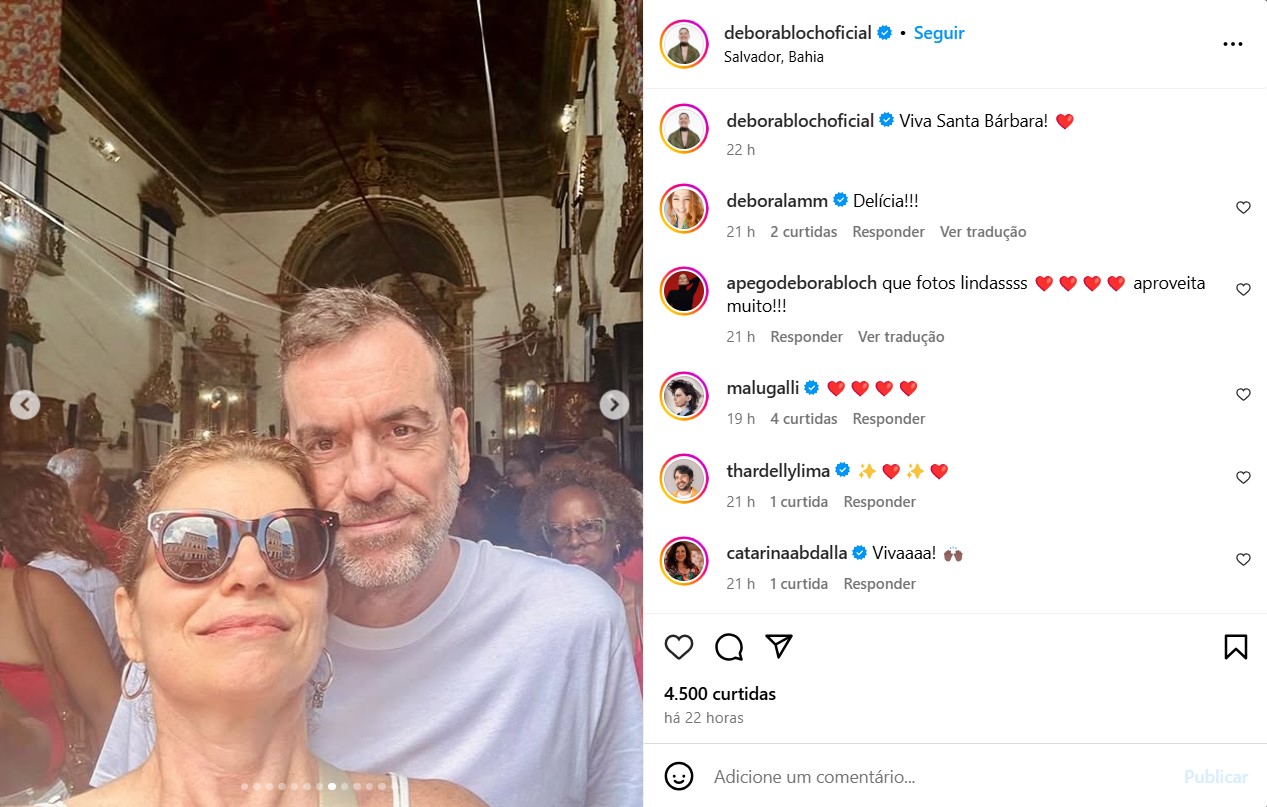 Debora Bloch com o marido, João Nuno Martins - Reprodução/Instagram