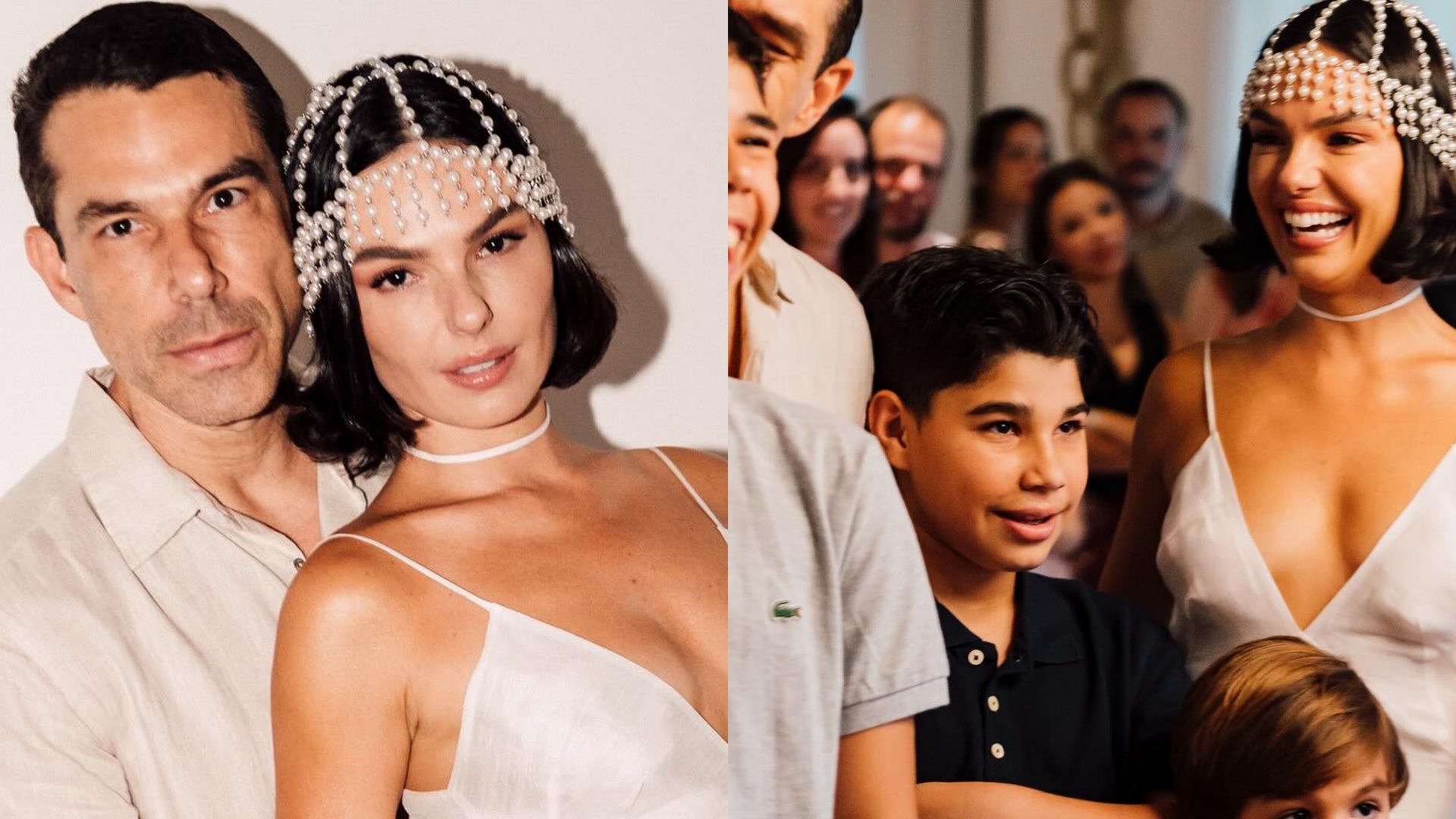 Filhos de Isis Valverde e Marcus Buaiz surgem radiantes no casamento dos pais