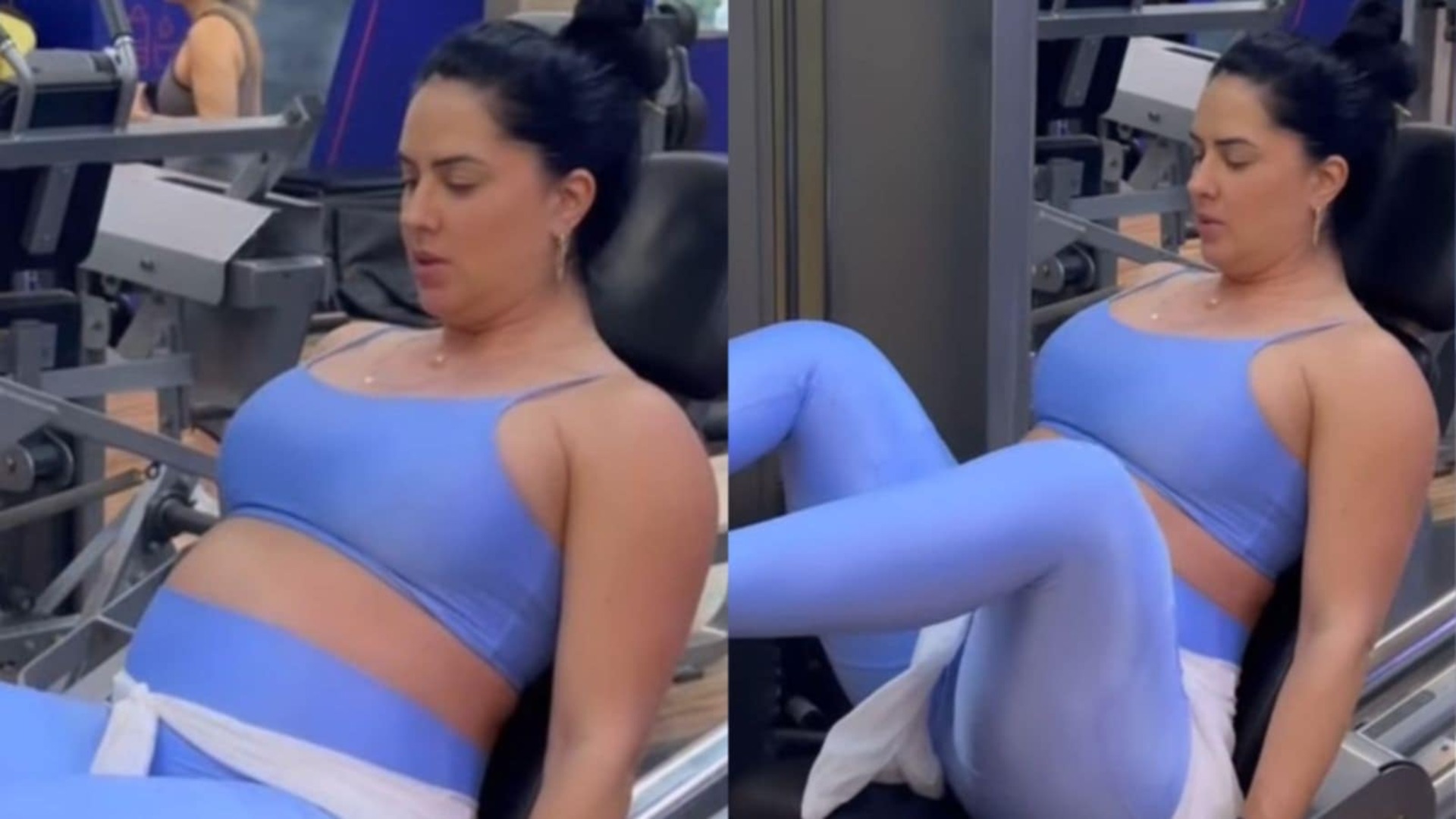 Grávida de 8 meses, Graciele Lacerda exibe barrigão em treino