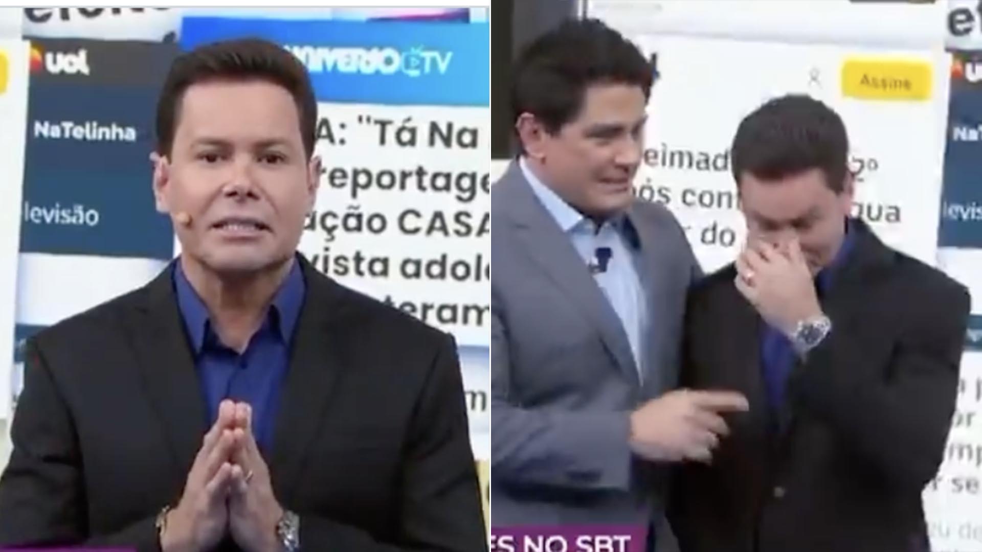 Marcão do Povo se emociona ao ser substituído por Datena em programa do SBT