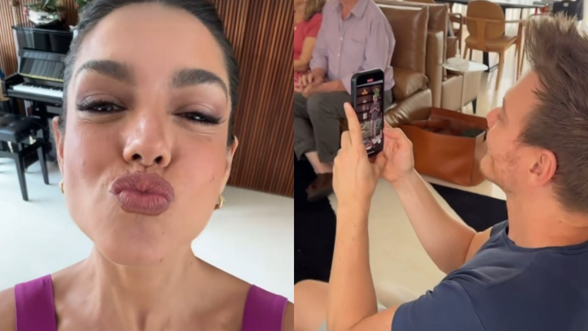 Michel Teló e Thais Fersoza celebram amigo oculto em família