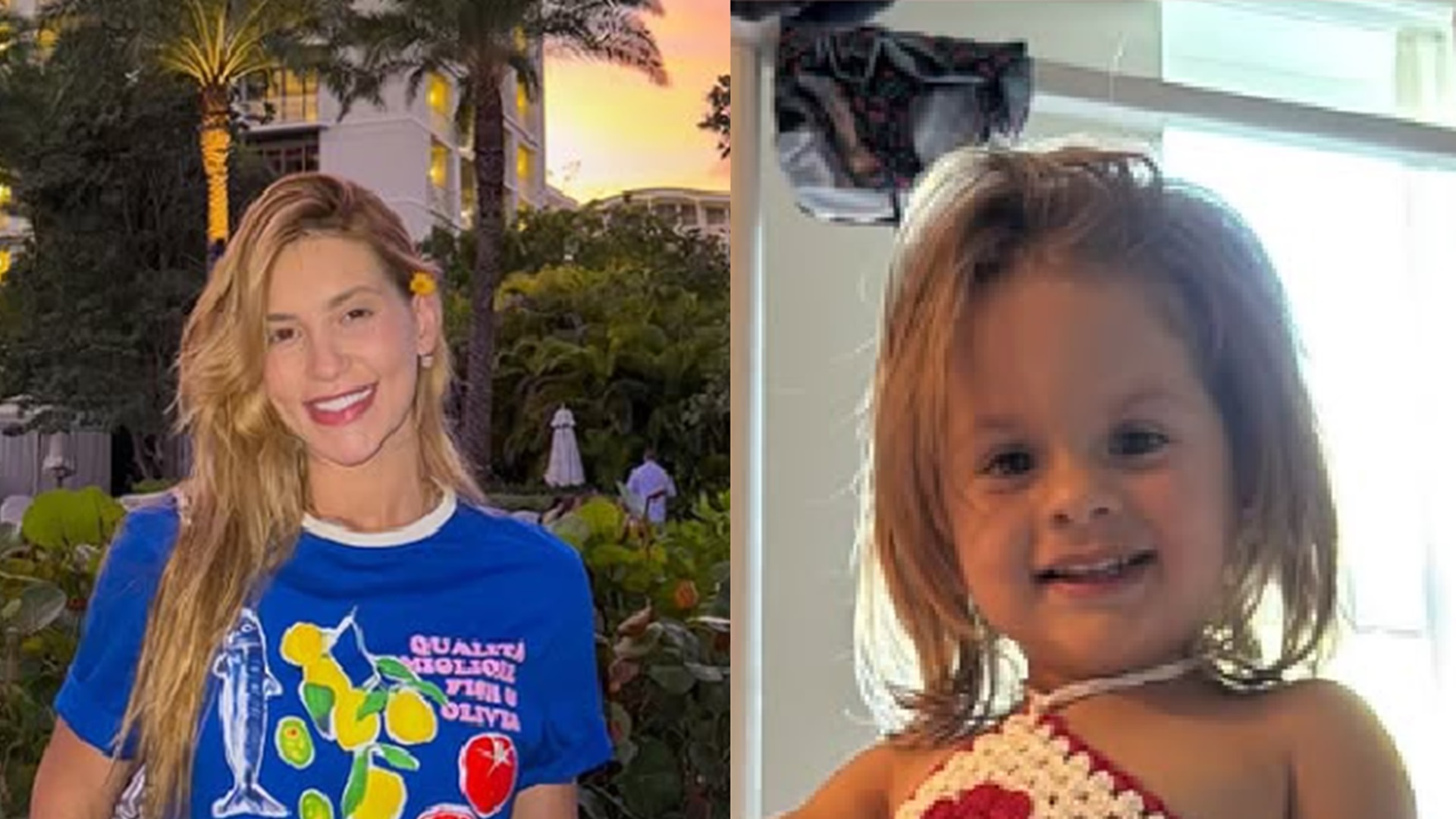 Maria Flor, filha de Virginia, rouba a cena ao surgir com look de crochê