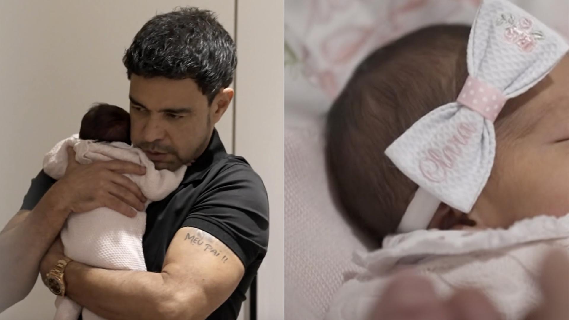 Zezé Di Camargo apresenta Clara: ‘Boca e queixo do pai’