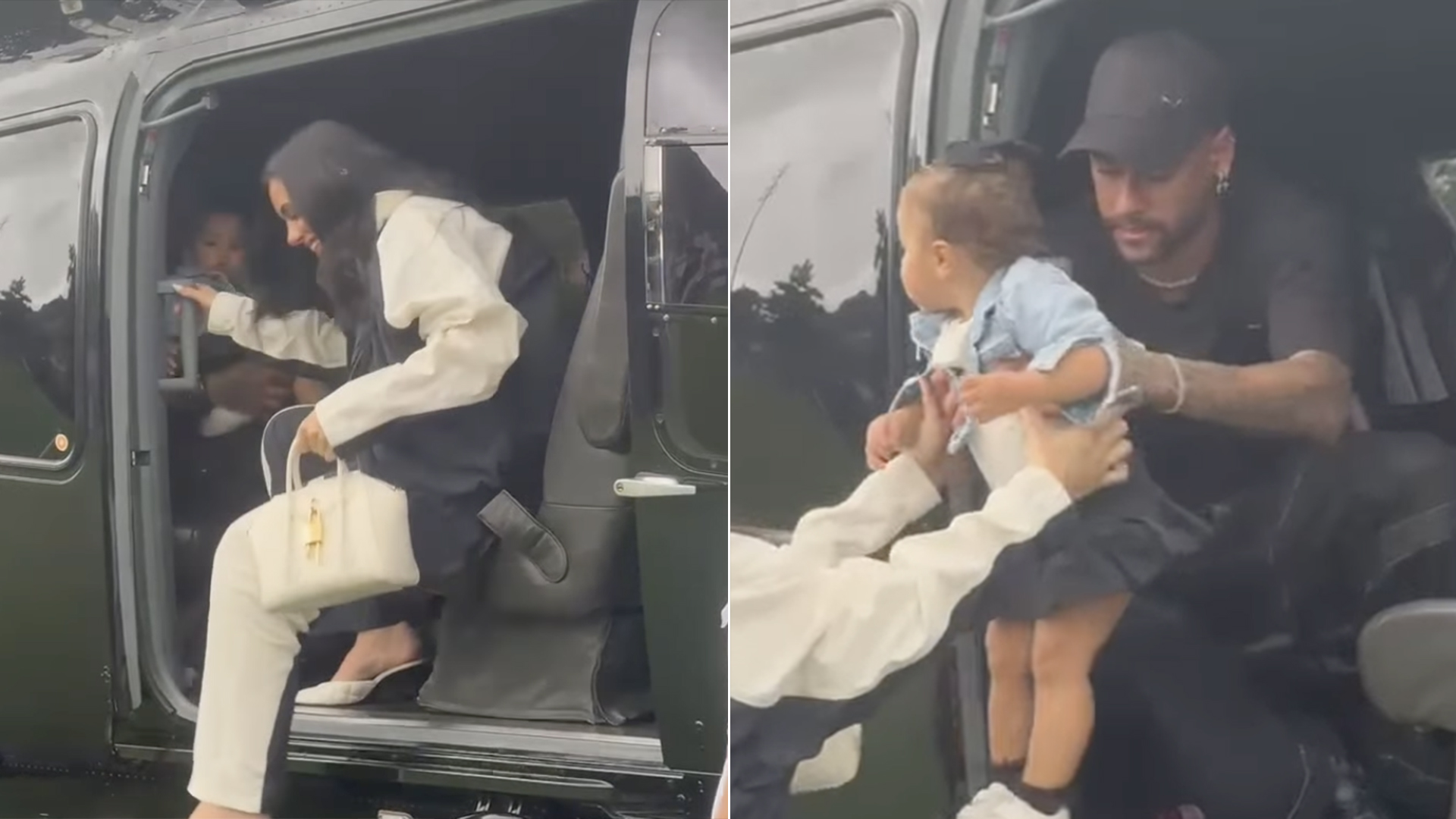 Neymar Jr chega em Santos com Bruna Biancardi e Mavie