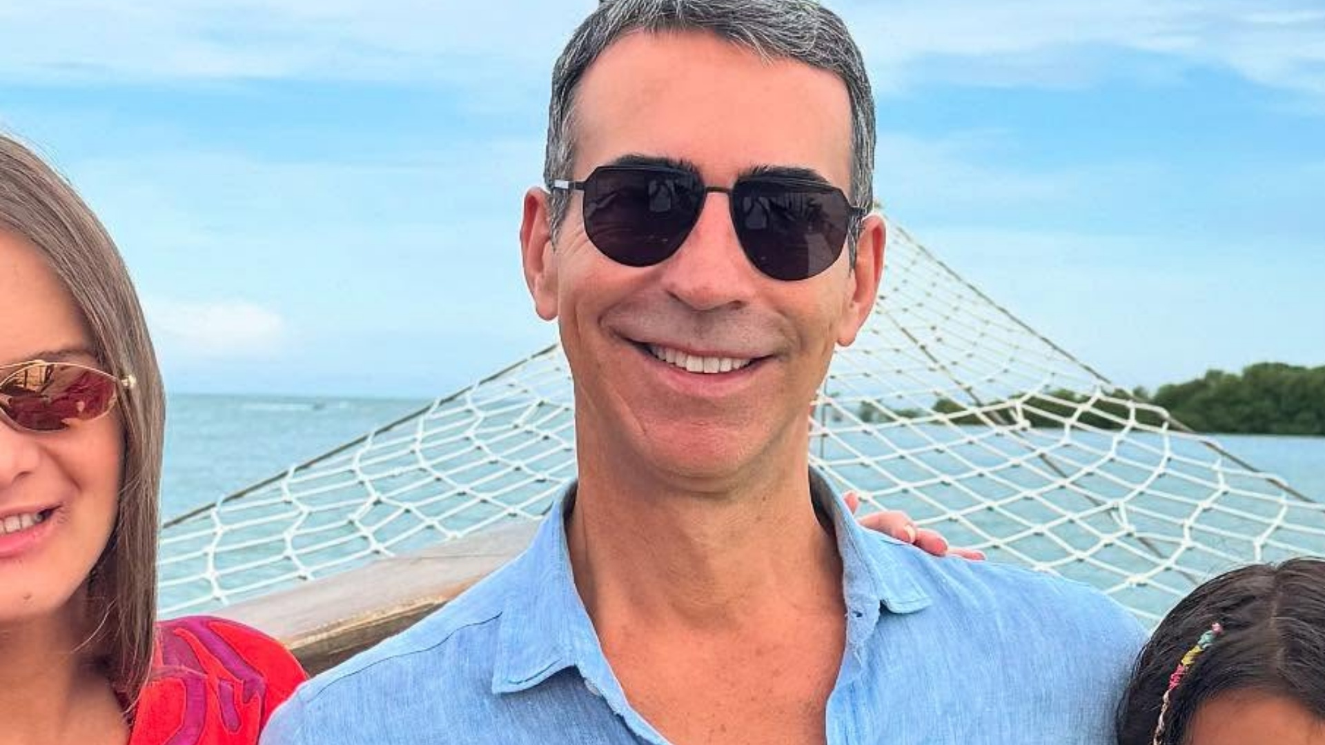 César Tralli mostra passeio com a filha e a enteada: ‘Melhores companhias’