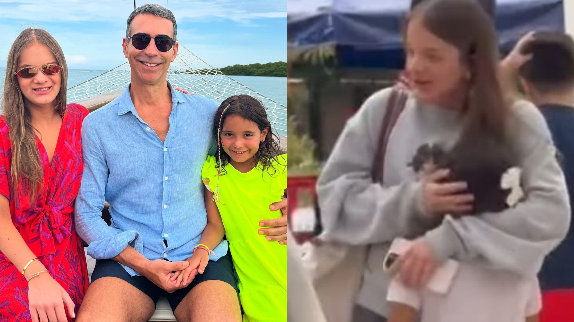 César Tralli mostra momento fofo entre a filha e a enteada: ‘Sobre o amor’