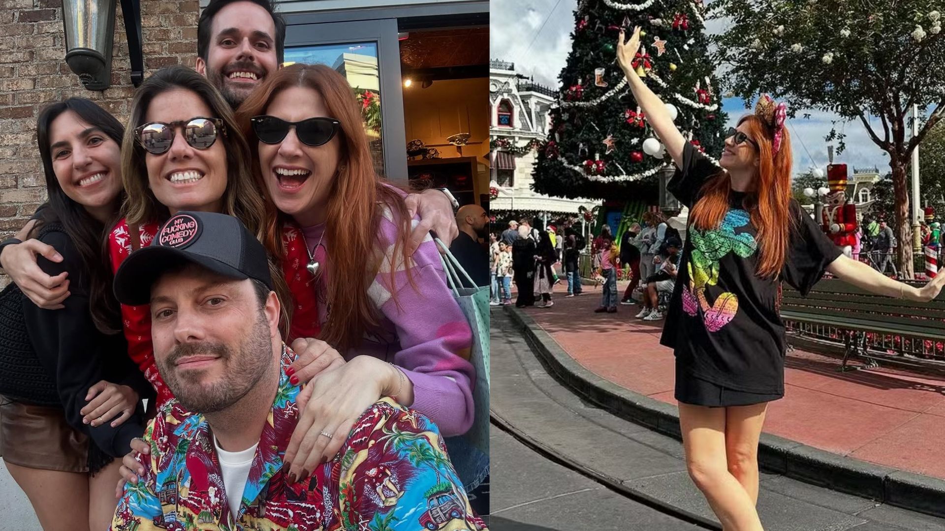 Dani Calabresa surge com o marido e Danilo Gentili na Disney: ‘Felizes’