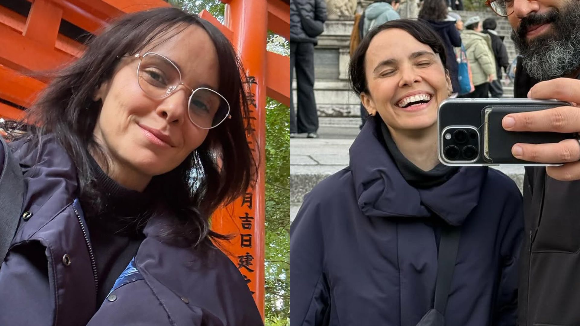 Débora Falabella divide foto rara com o marido durante viagem ao Japão