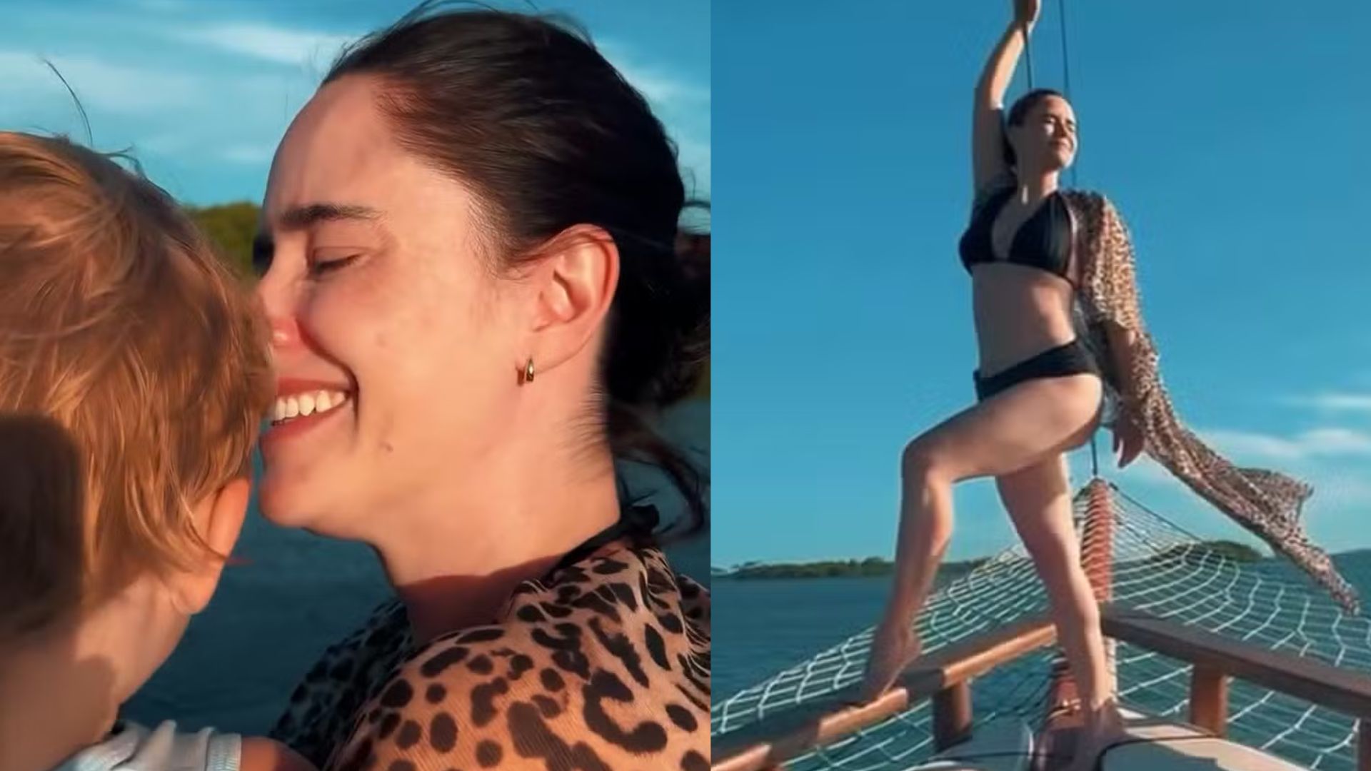 Fernanda Vasconcellos posta registro raro com a família em passeio de barco