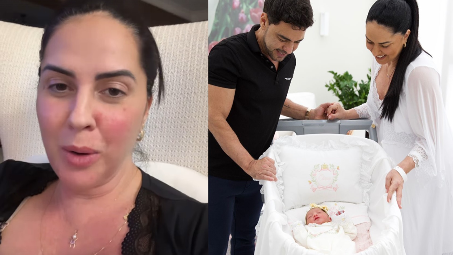 Graciele Lacerda fala sobre os cuidados de Zezé Di Camargo com a filha recém-nascida