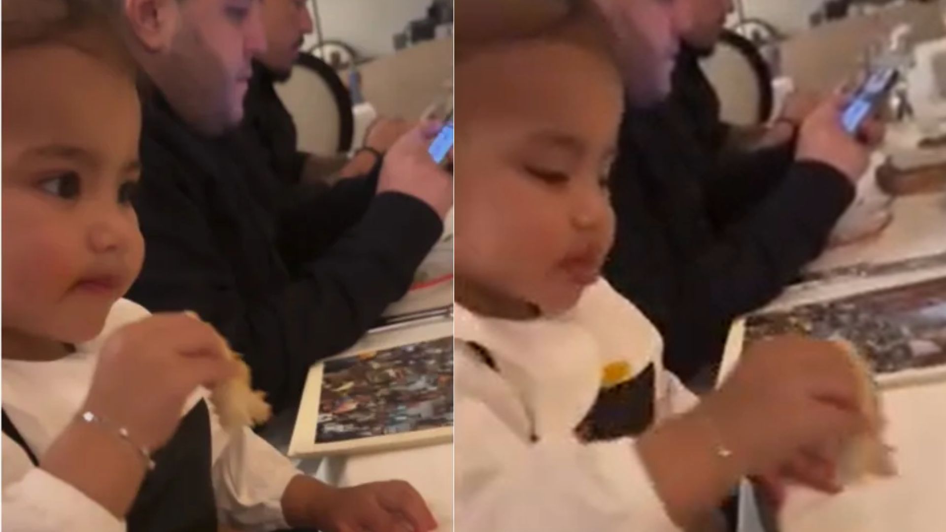 Neymar ensina hábito italiano à filha em almoço de aniversário da sogra