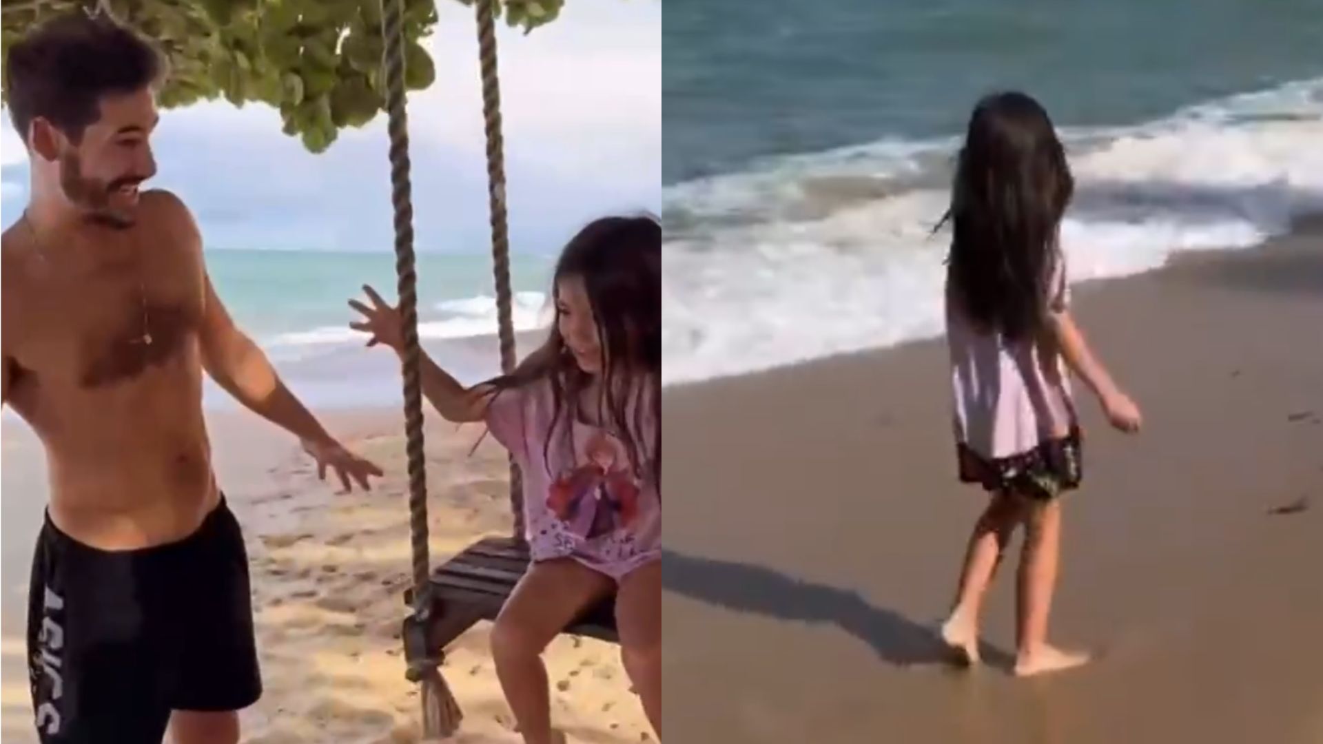 Sabrina Sato e Nicolas Prattes curtem lua de mel com Zoe na praia