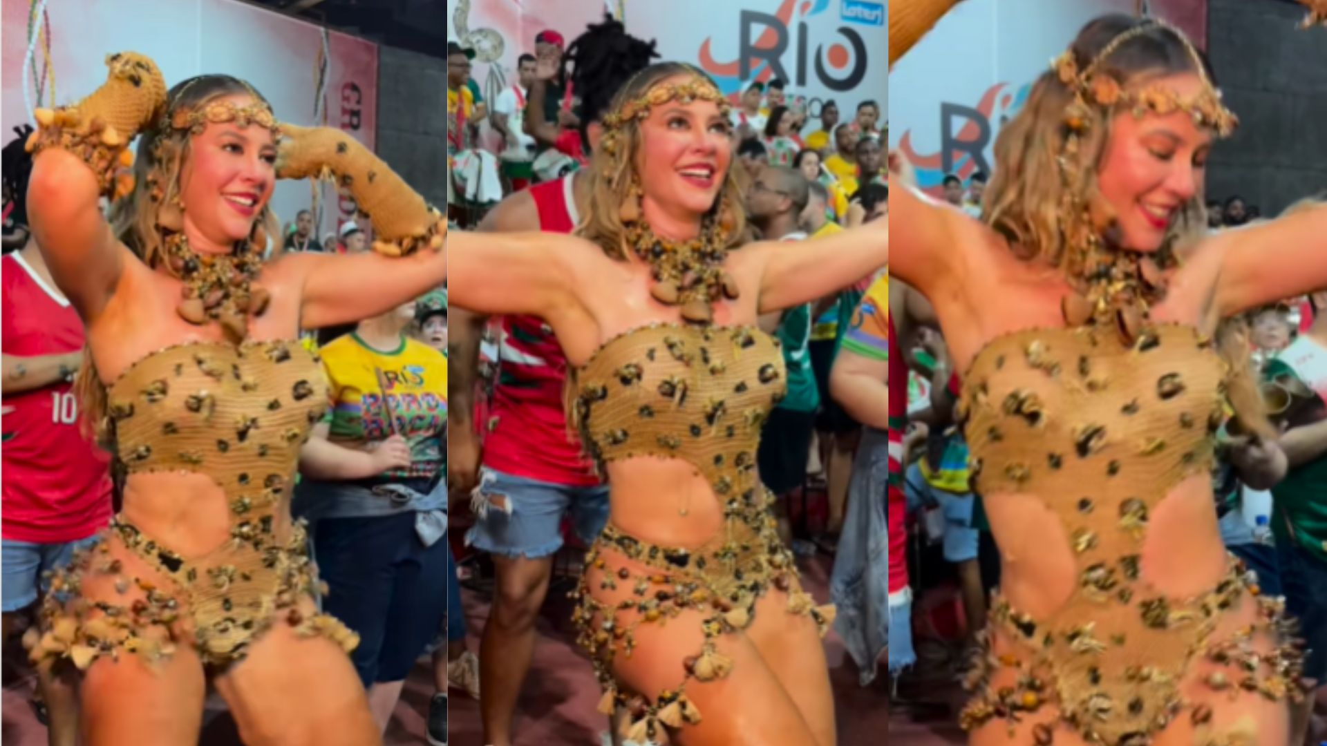 Paolla Oliveira dribla calorão no RJ e samba muito em esquenta de Carnaval