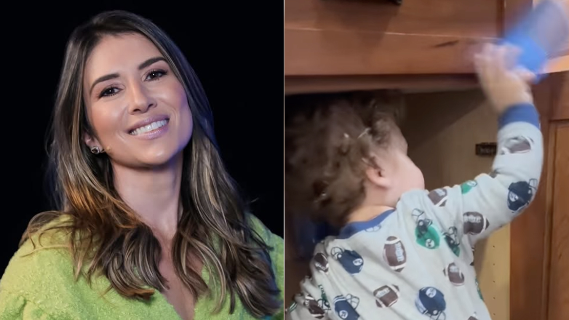Rebeca Abravanel flagra o filho de 1 ano fazendo bagunça em casa