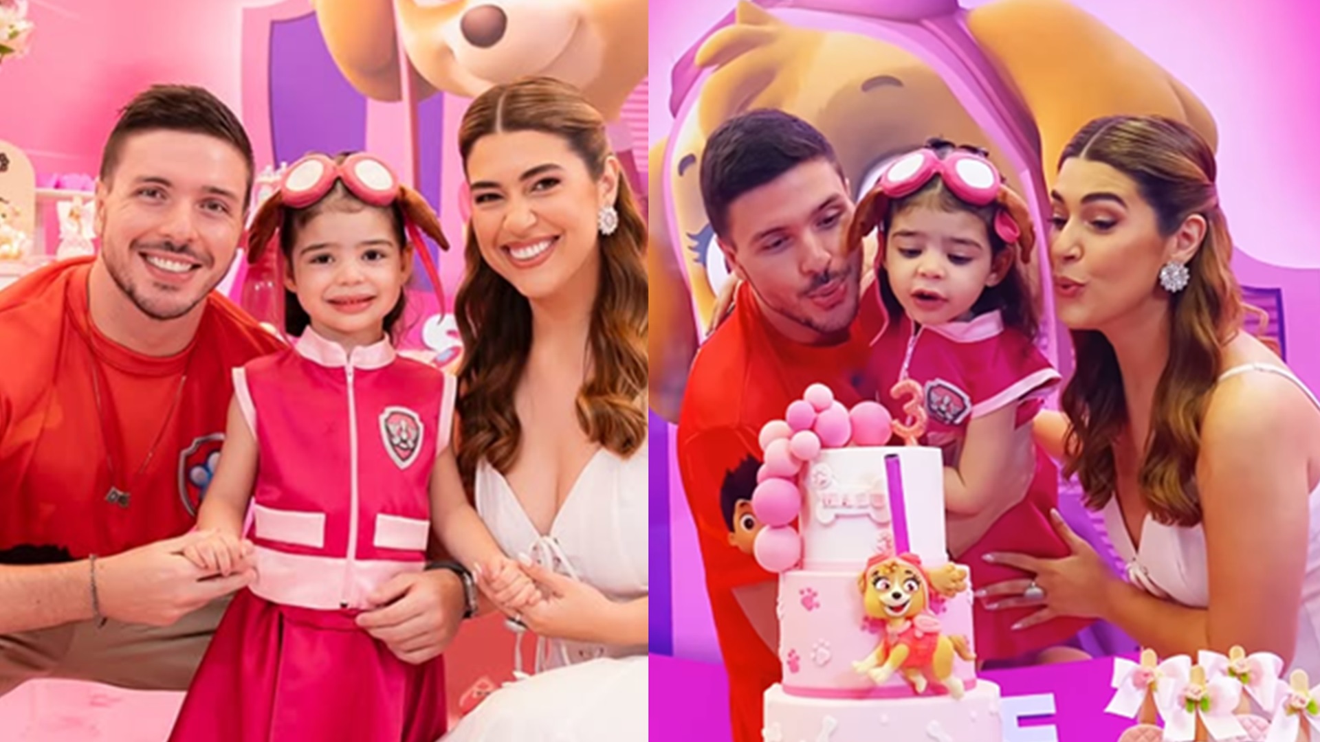 Vivian Amorim e ex-marido comemoram os 3 anos da filha com festa temática