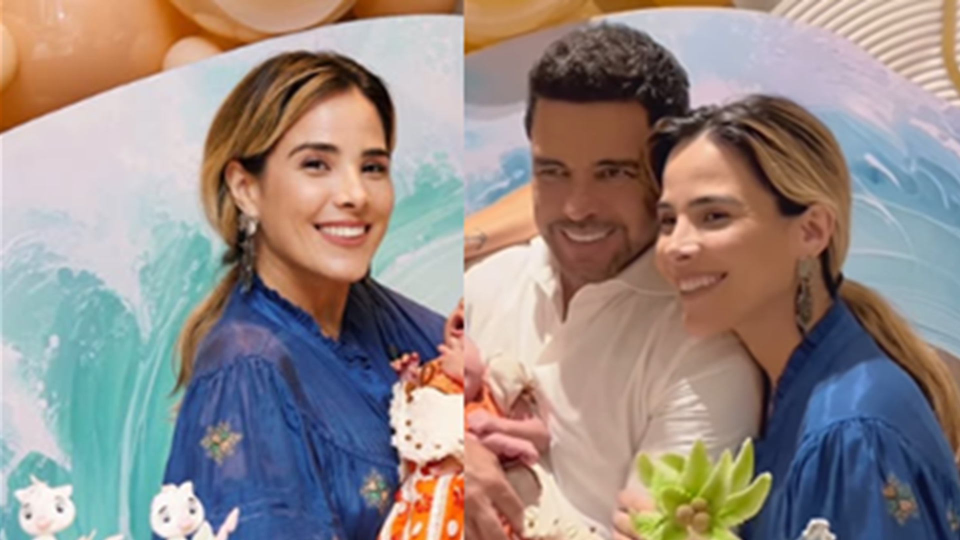 Wanessa Camargo posa com a irmã recém-nascida no colo em festa de mesversário
