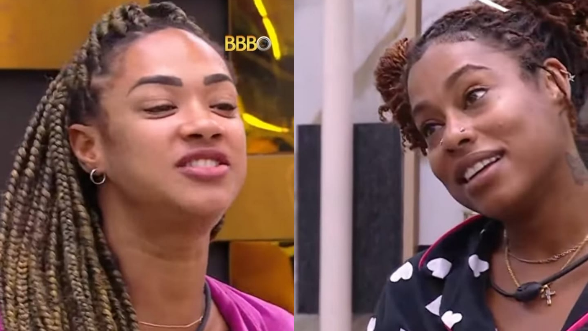 BBB 25: Aline e Thamiris conversam sobre suposto beijo: ‘Me queria muito’