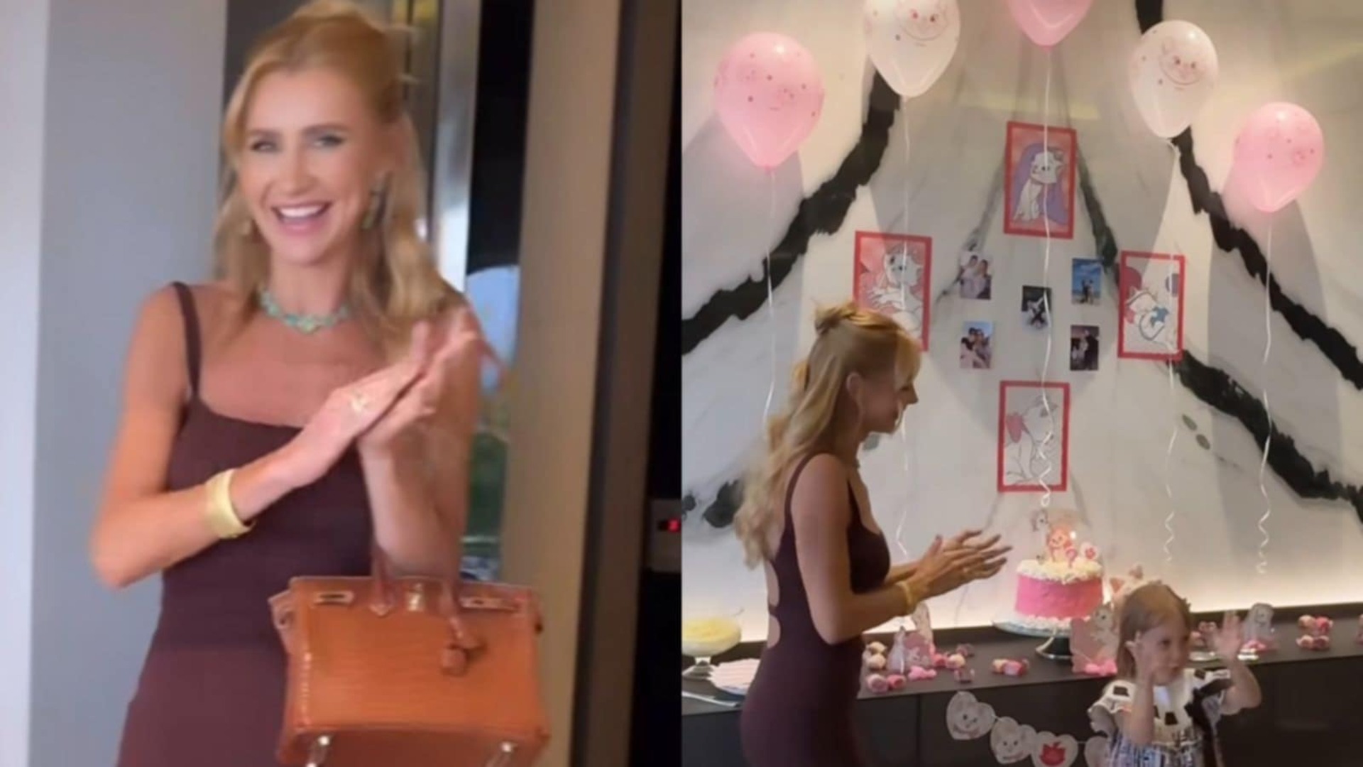 Ana Paula Siebert ganha festa surpresa preparada pela filha