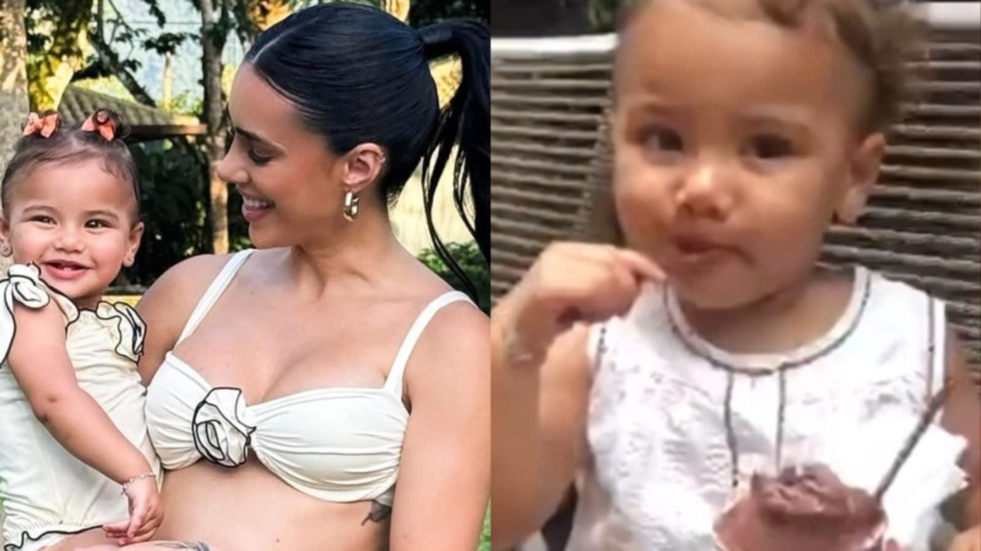 Bruna Biancardi mostra 1ª vez de Mavie tomando sorvete de chocolate
