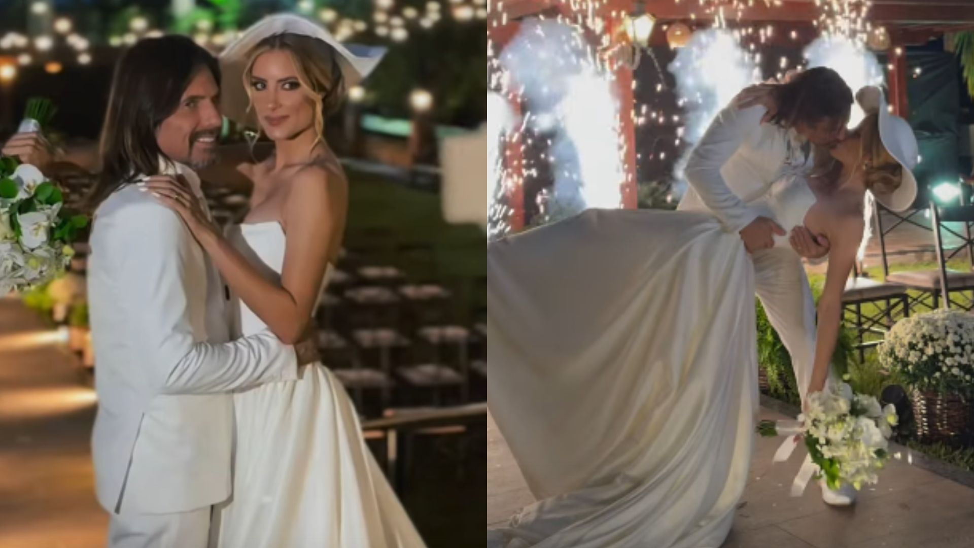 Cantor Hudson e a esposa, Thayra Machado, renovam votos de casamento