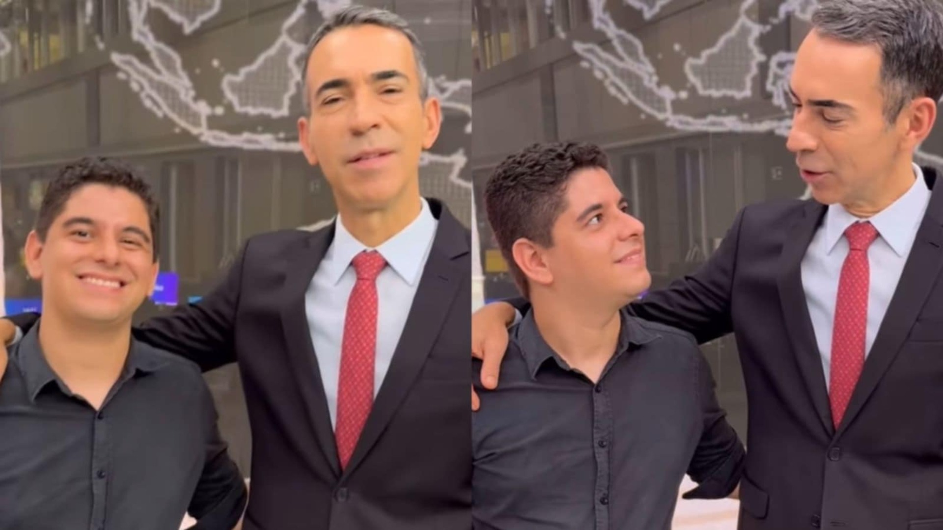 César Tralli mostra antigo fã que hoje trabalha com ele: ‘Consideração’