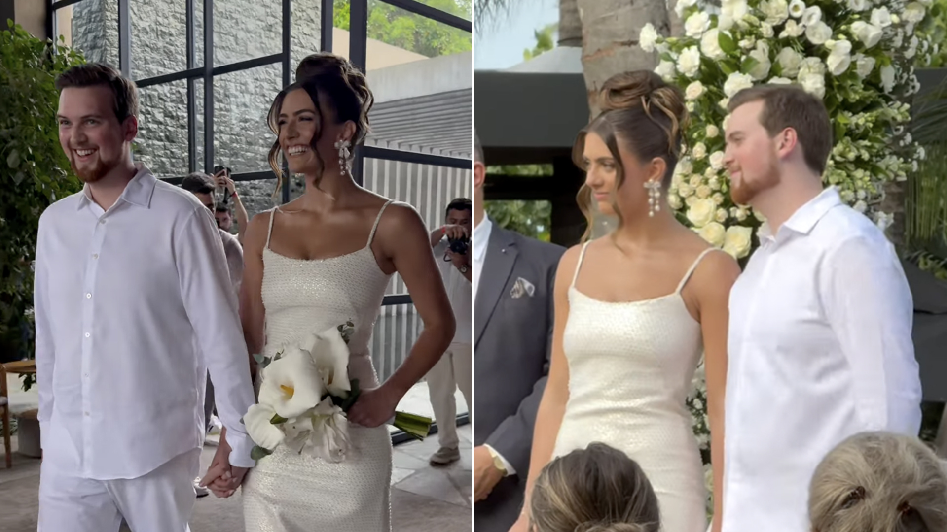 Filha de Cesar Filho e Elaine Mickely se casa com vestido deslumbrante