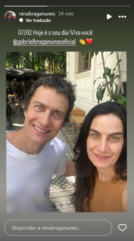 Irmã de Gabriel Braga Nunes parabeniza ator - Reprodução/Instagram