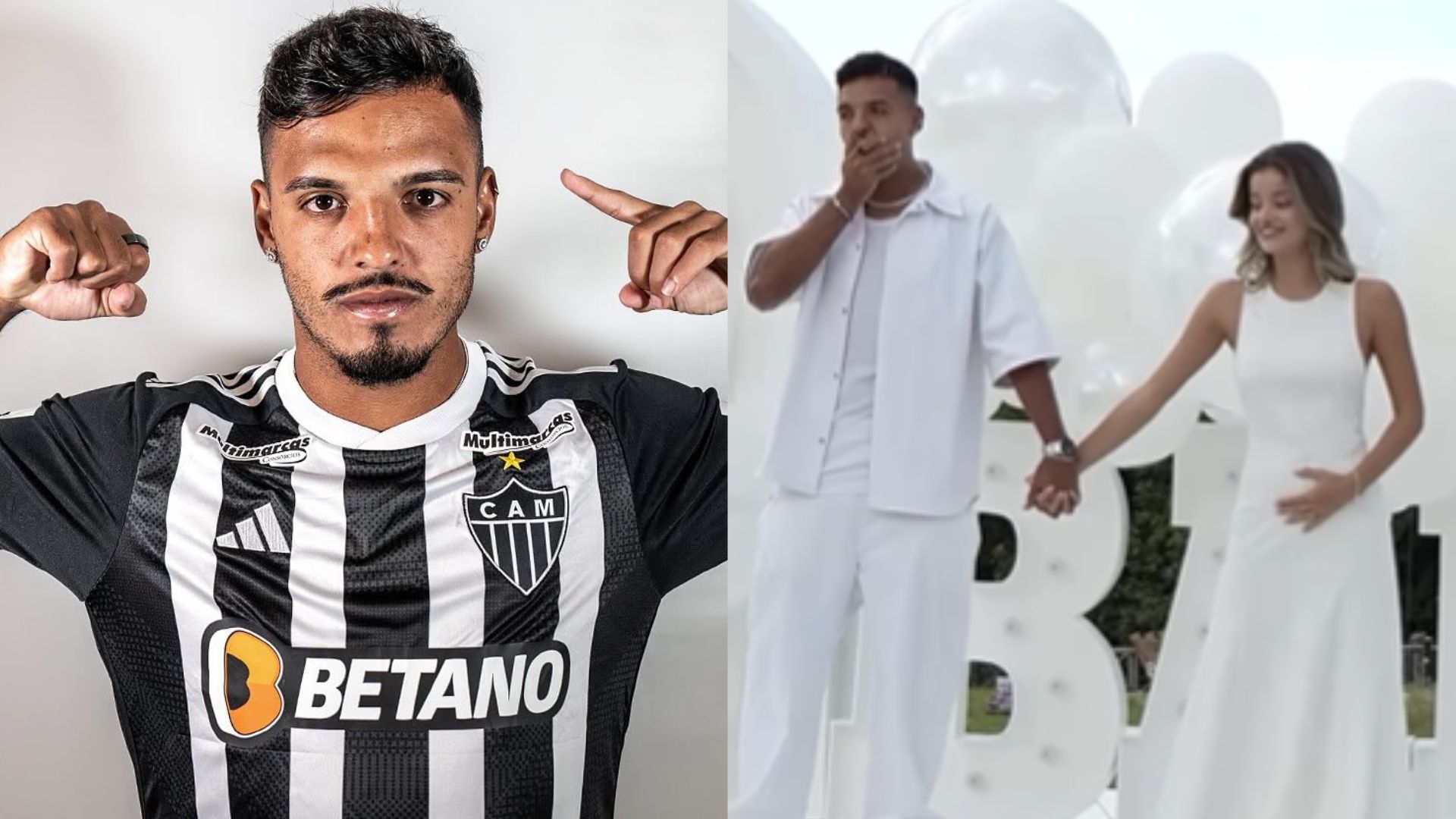 Jogador Gabriel Menino descobre gênero do primeiro filho em chá revelação