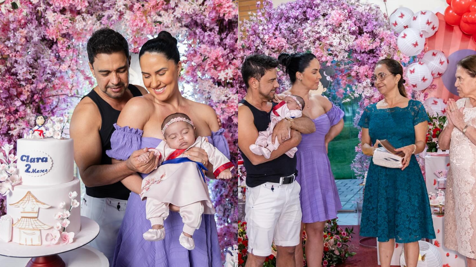 Graciele Lacerda mostra a família reunida na festa de mesversário da filha