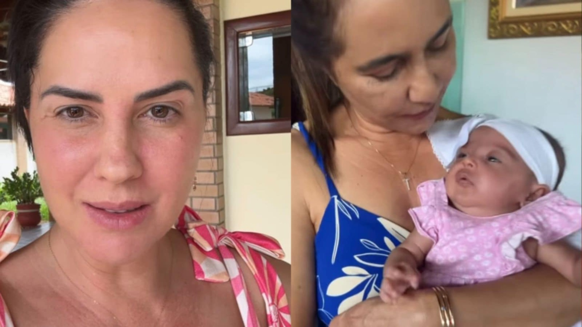 Graciele Lacerda mostra a filha com a tia na fazenda