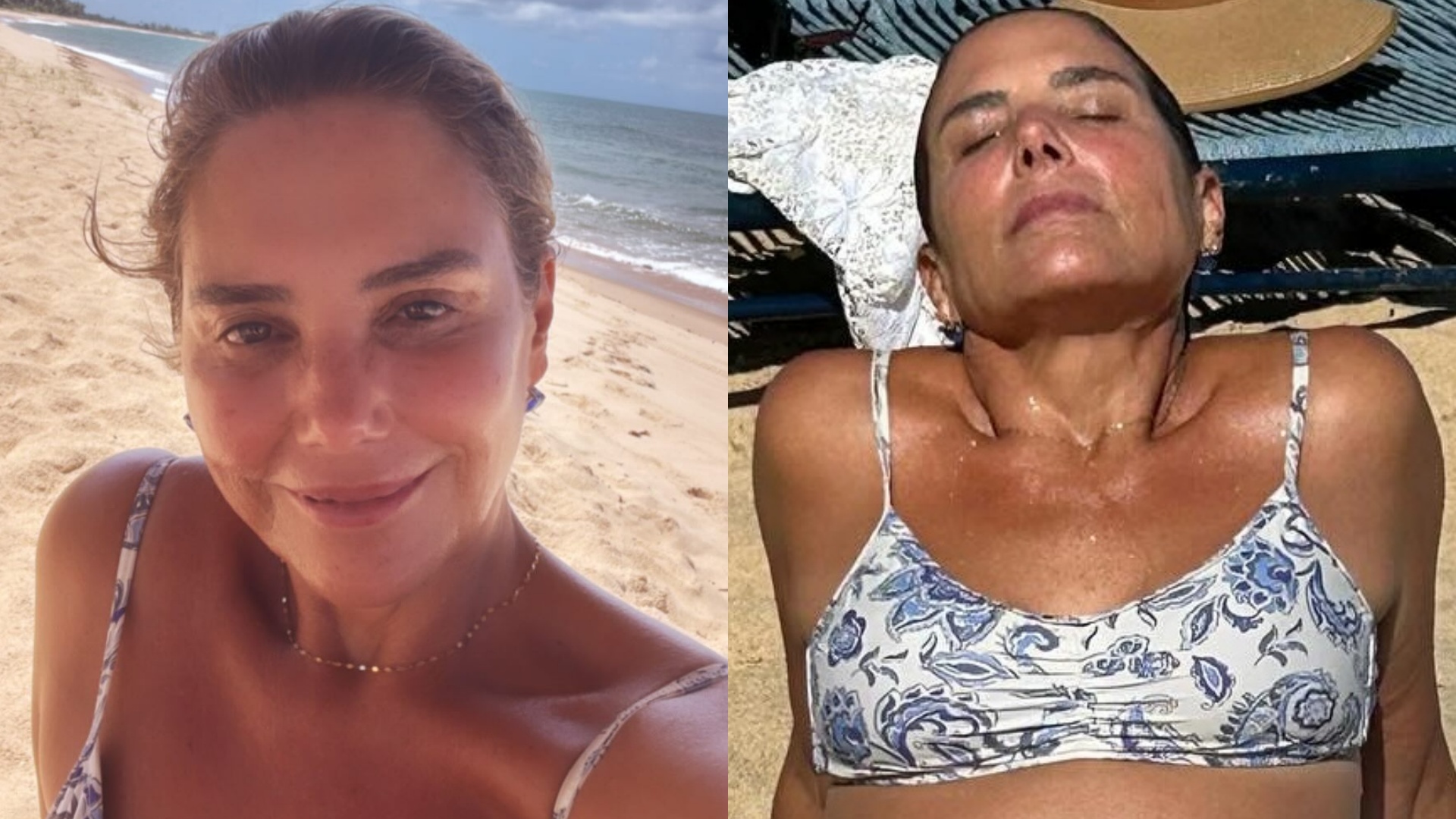 Heloisa Périssé chama atenção ao renovar o bronzeado na praia: ‘Musa’