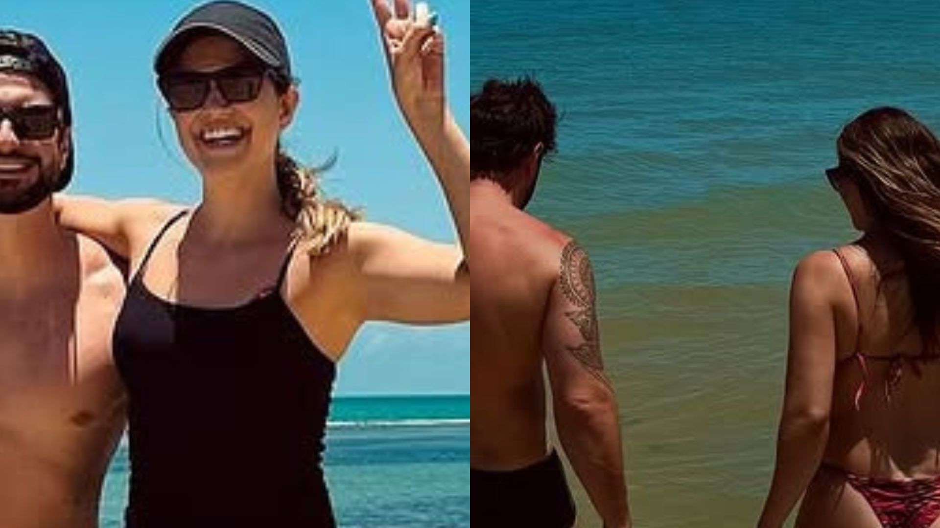 Juliana Paiva surge em clima de romance com o namorado durante viagem