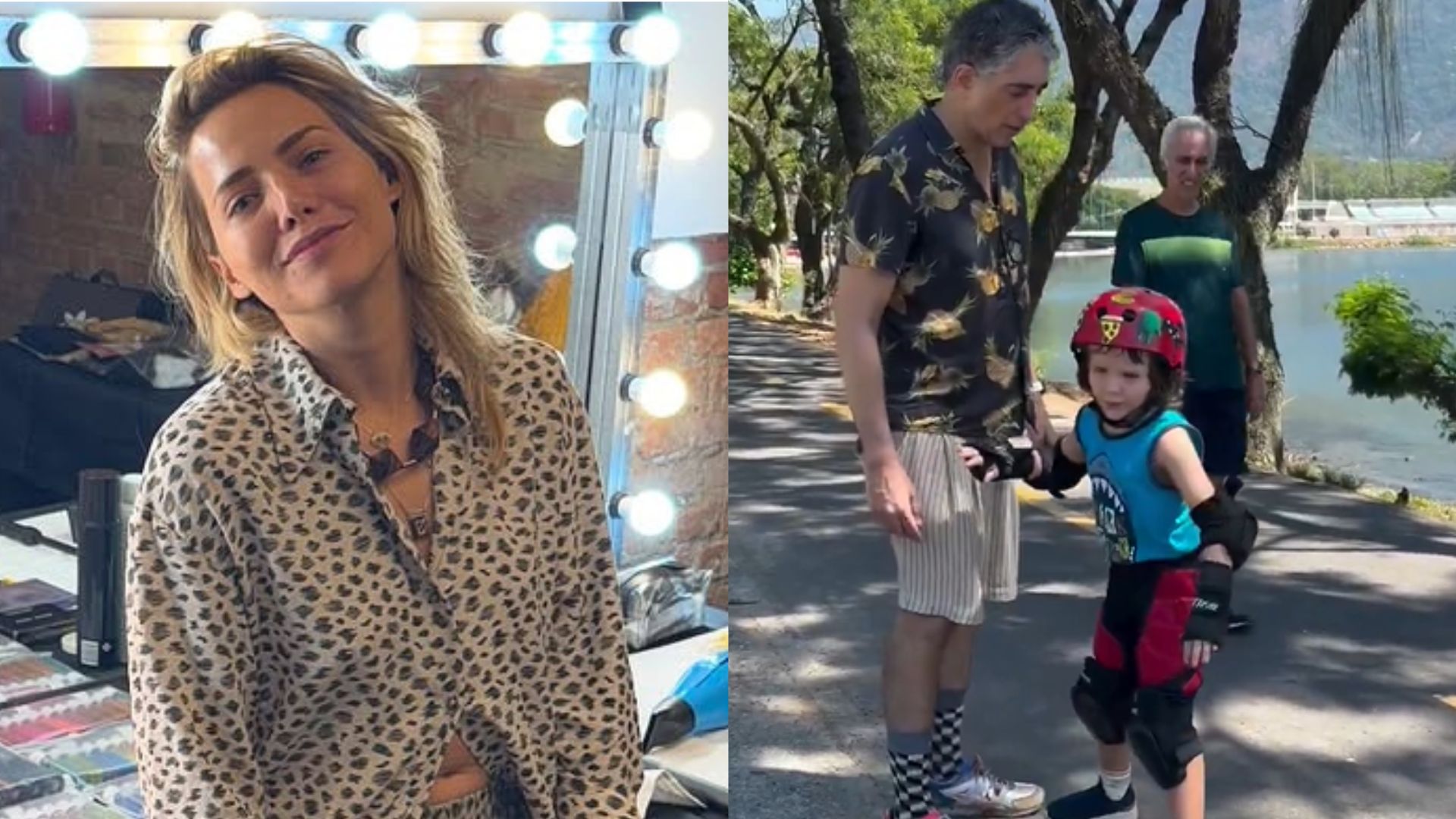 Leticia Colin registra o filho aprendendo a andar de skate com o ex-marido